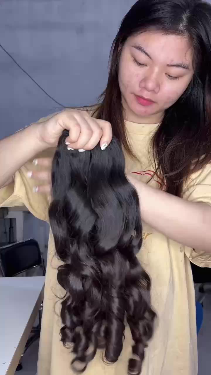 Hot Trend 2024 Brown Color Bouncy Curly Human Hair Extension Human Machine Weft Raw Bundles Hair