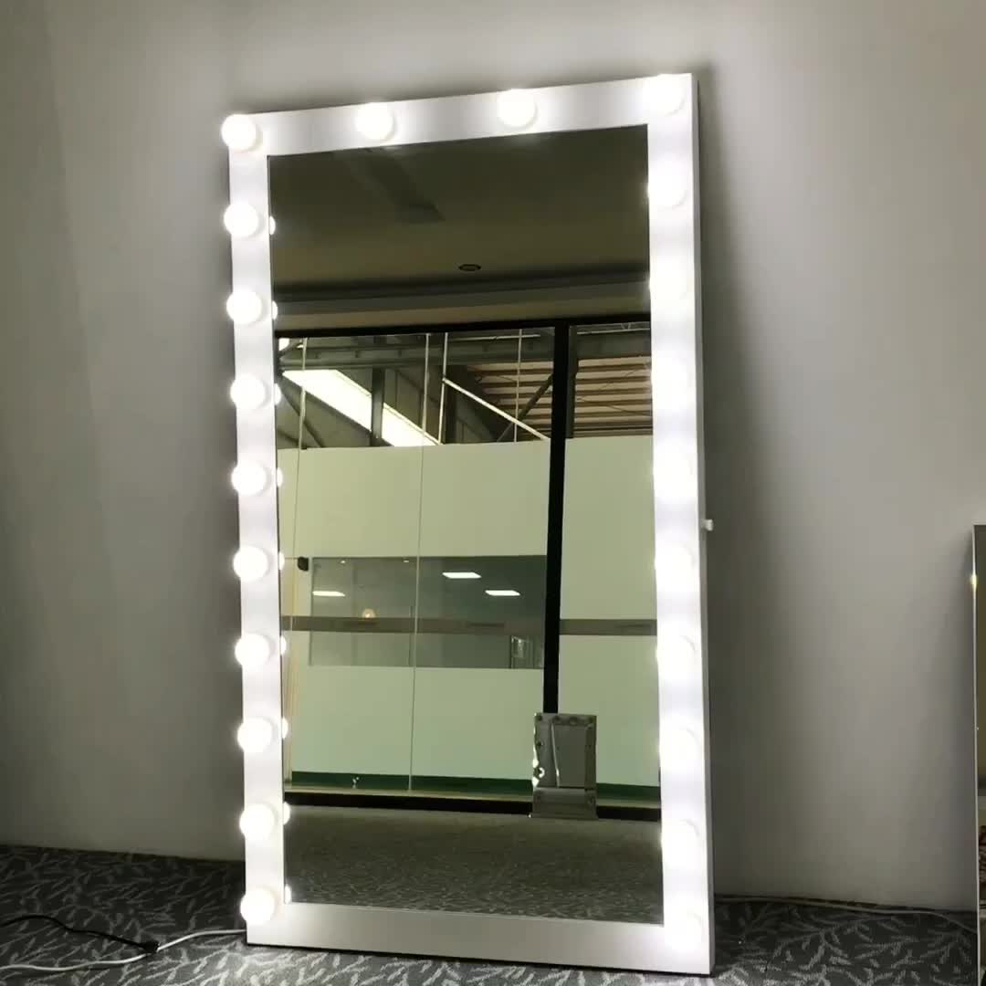 Decorative Floor Mirror Hollywood Lighted Mirror For Dress Up Makeup