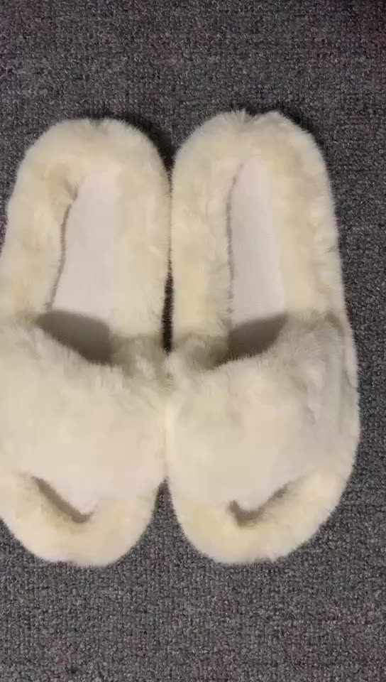 two strap fur sandals