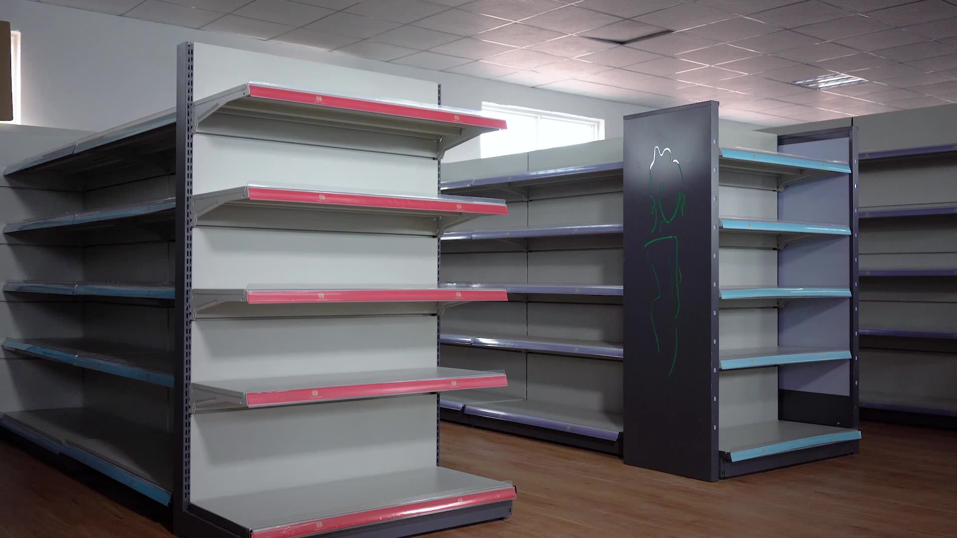 Multi Layers Metal Gondola Shelving Rack Gondola Supermarket Shelves