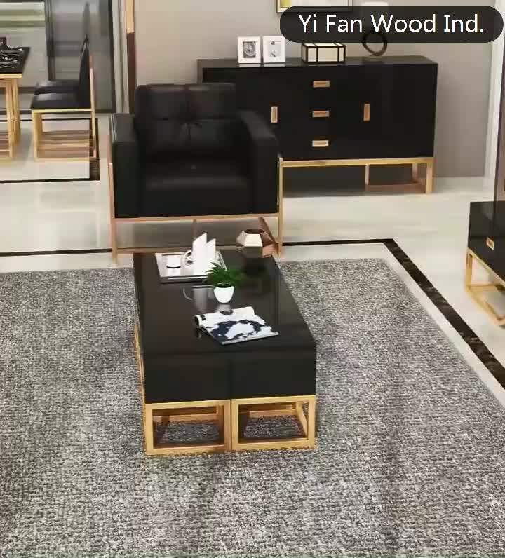 Wholesale Wooden Tv Stand Gold Stainless Steel Leg Dining Table Tv