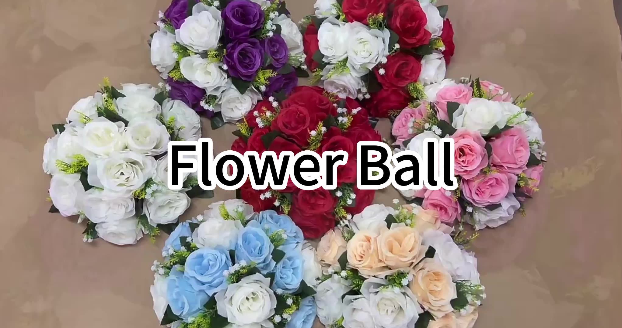 Flores Arrangements Silk Bridal Bouquet Red Roses Flower Balls Wedding
