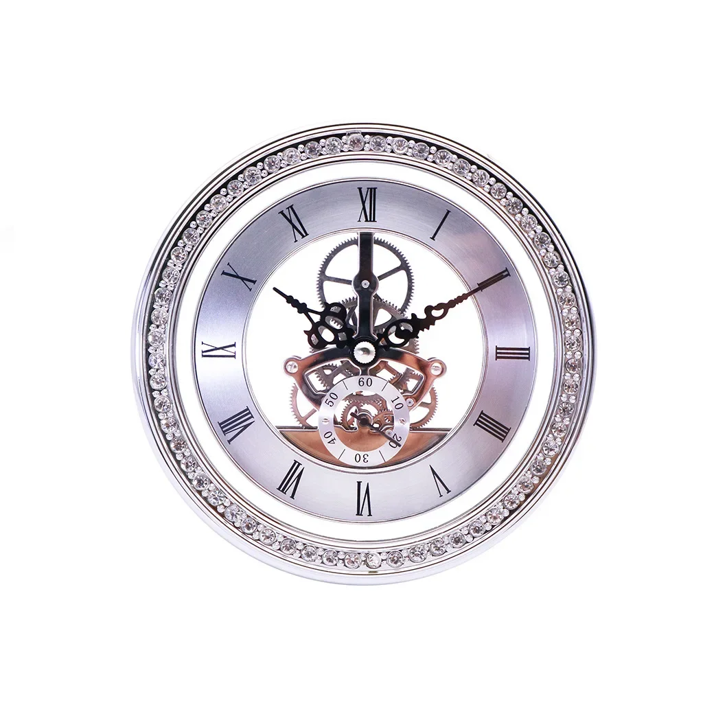 Cross-Border special explosive products diameter 148mm diamond perspective clock head gold retro metal gear movement