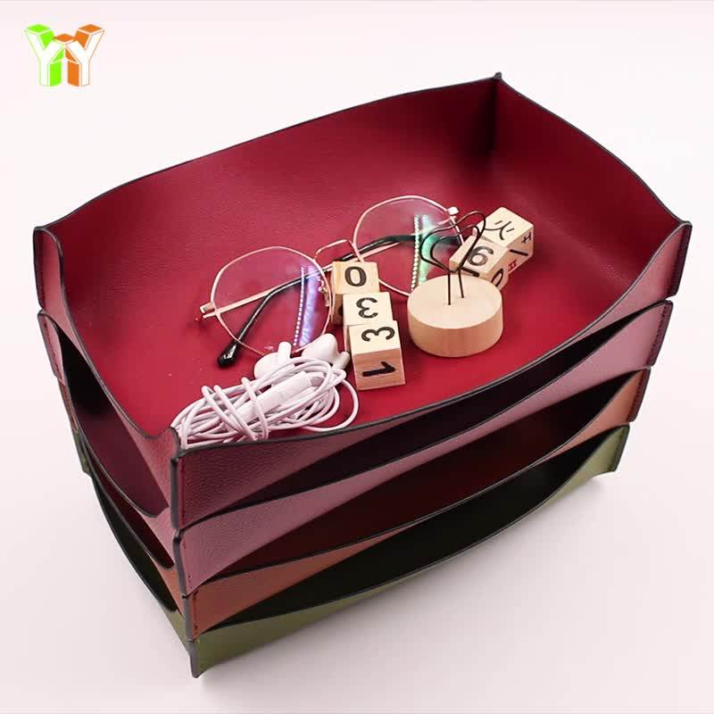 Multifunctional Leather Key Dish Storage Tray Table Decoration Jewelry