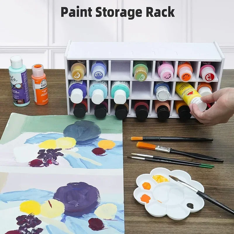 Paint Storage Box, Paint Organizer, Craft Paint Storage Rack, Oil Paint and Watercolor Paint Storage Shelf with Compartments