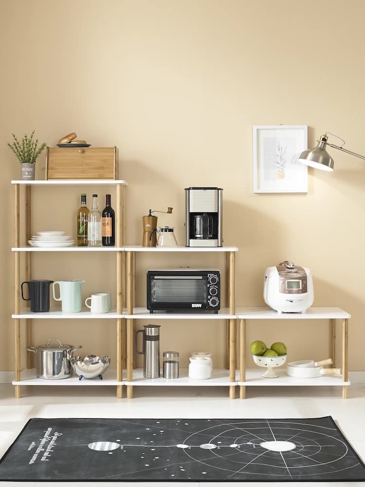 Bookshelf Floor-to-ceiling solid wood living room Bedroom Simple small household bed Multi-layer student simple shelf