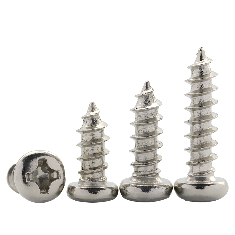 Round cross tapping screw nickel plated miniature