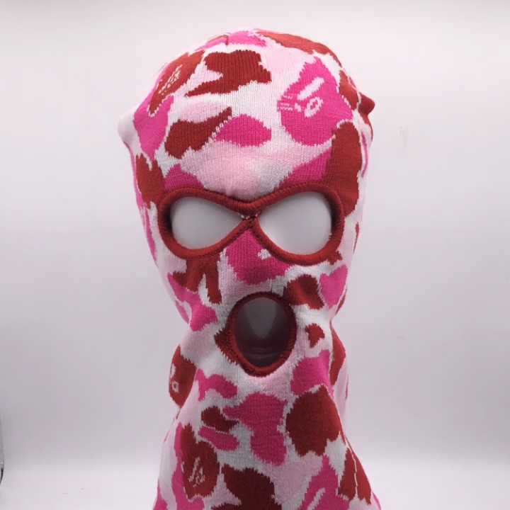 Wholesale Custom Logo Face Mask Knit Full Face Cover Ski Mask 3 Hole