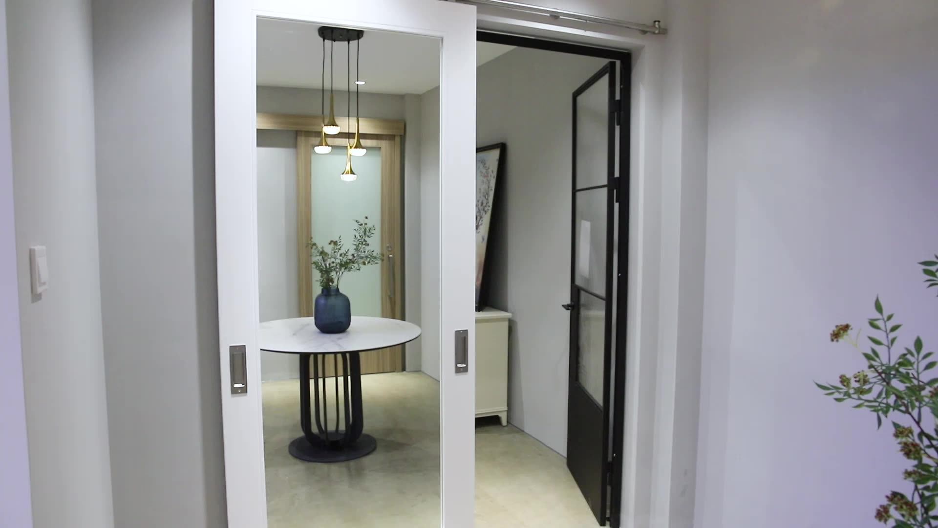 Hotel Style Full Mirror Entry Doors Wood Door Wooden Sliding Door Panel