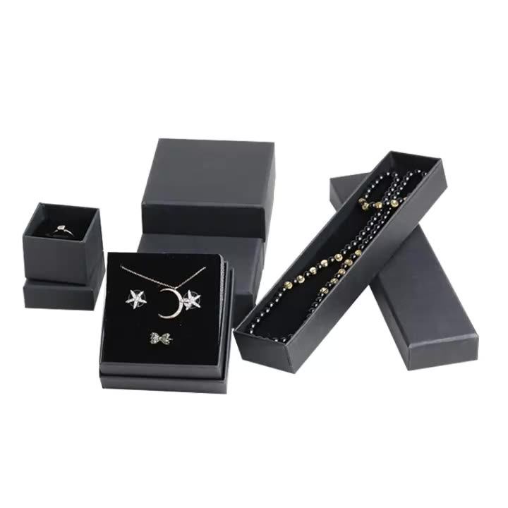 China Warehouse Small Black Paper Cardboard Jewelry Gift Box With