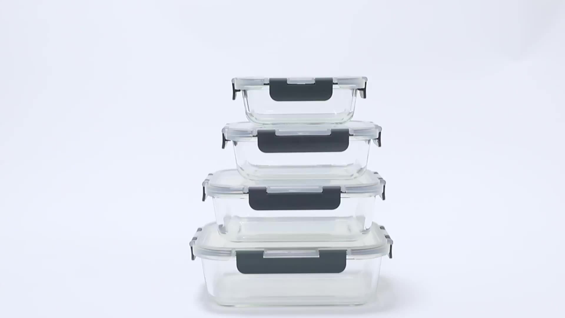 Ecofriendly Glass Food Container With Lid Glass Lunch Box Microwavable Lunch Container Sets