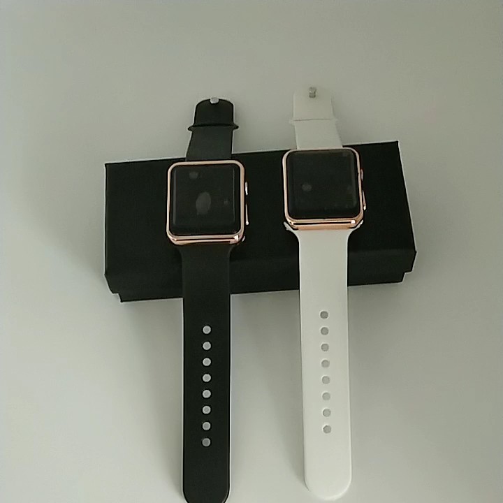 New Square Mirror Face Silicone Band Digital Watch Red Led Watches