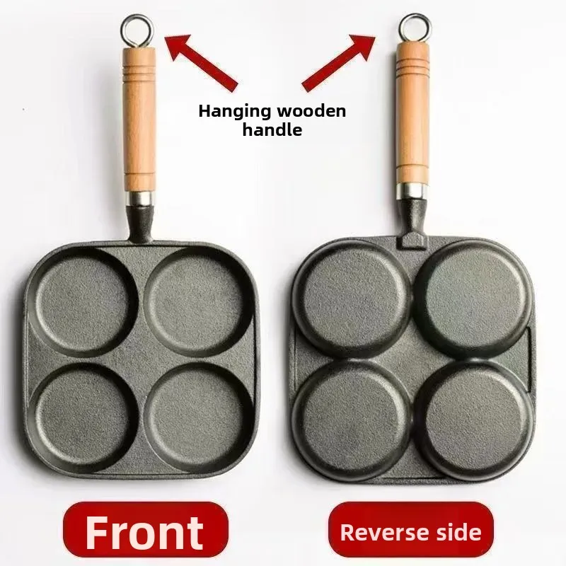 Cast Iron Egg Dumpling Pan Four-hole Multi-function Egg Frying Pan...