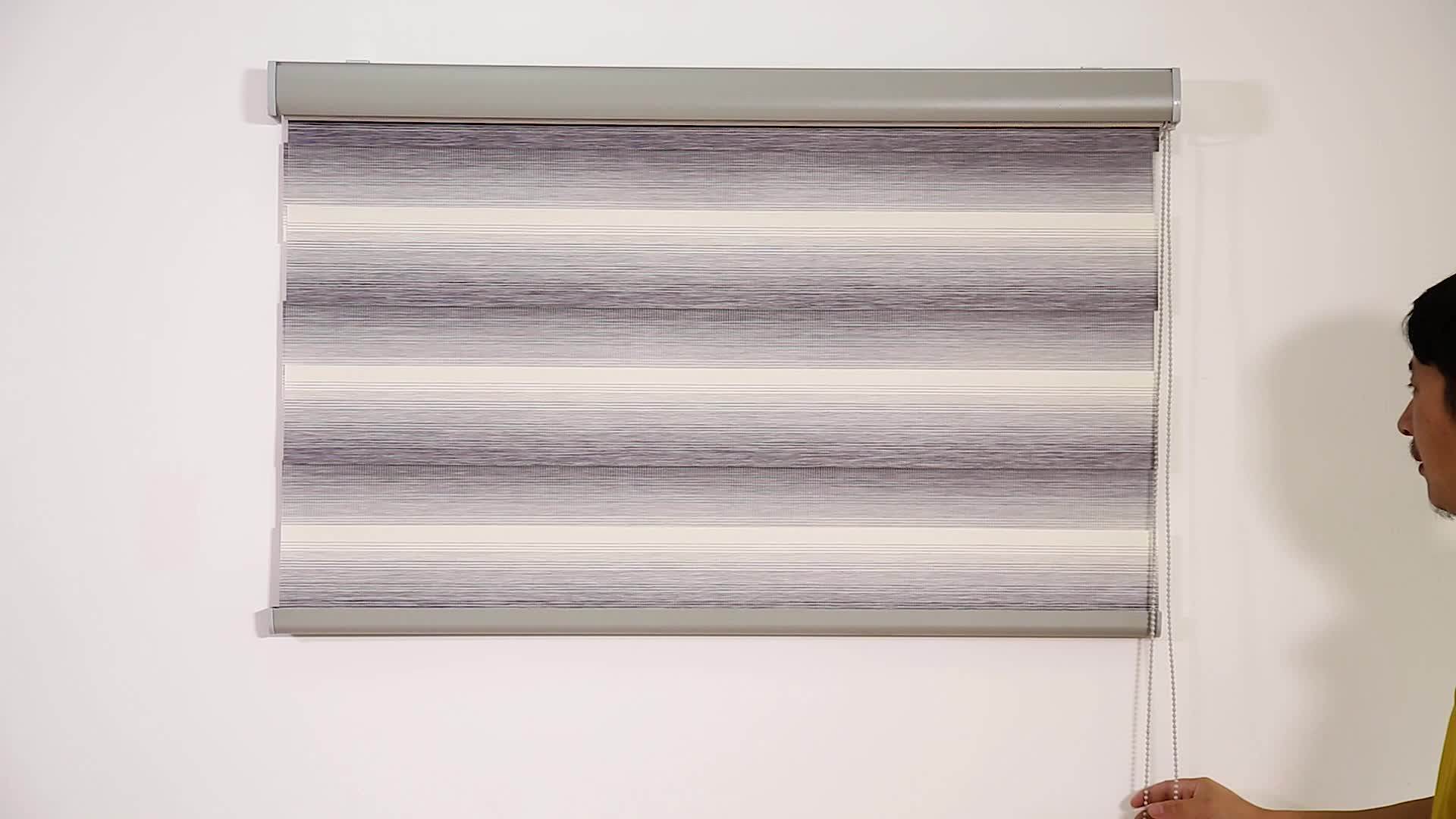 Motorized Durable Fabric Indoor Roller Blinds Day Night Zebra Blinds