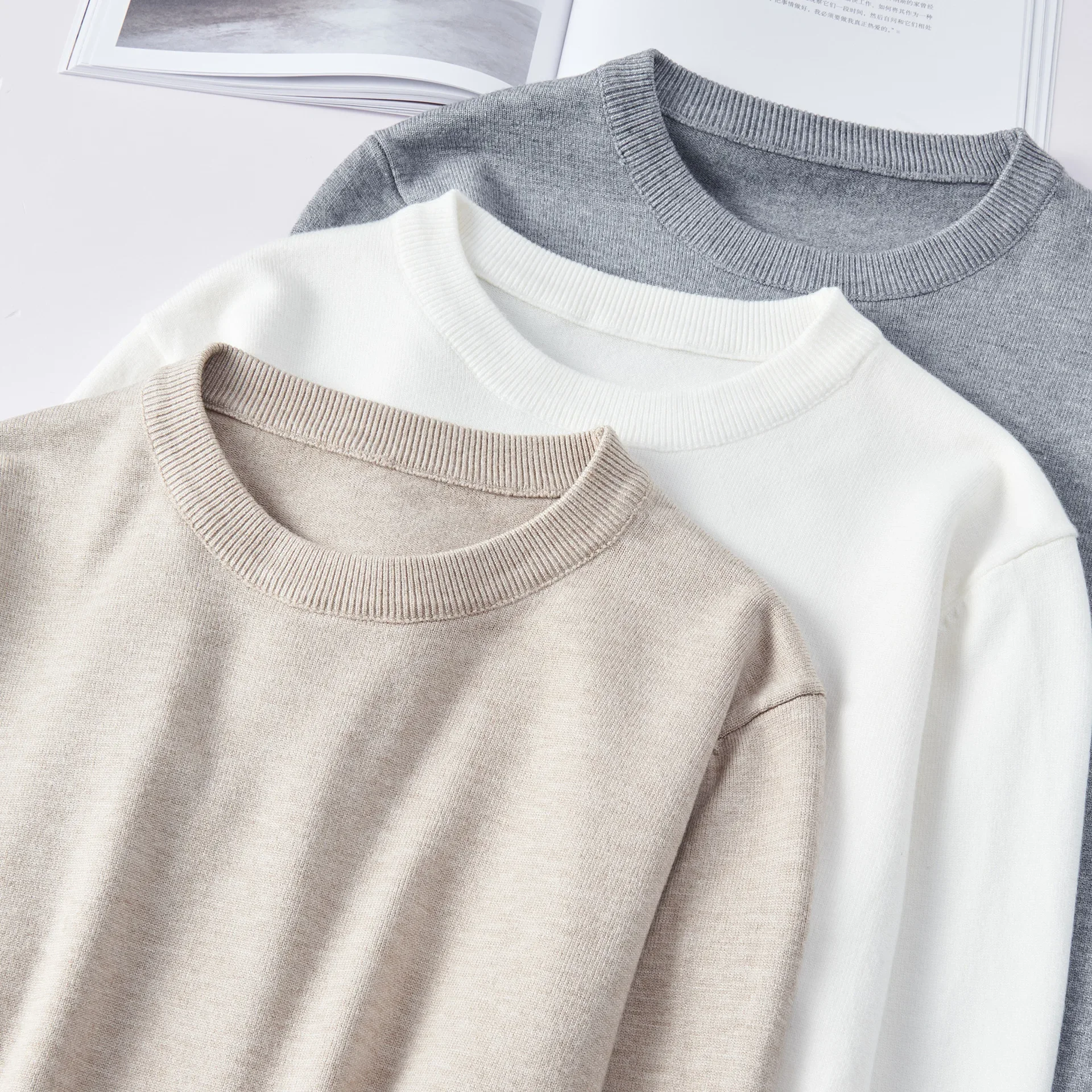 Wholesale Foreign Trade Crew-Neck Sweater for Men, 2025 Spring/Summer New Style, Inner Wear Base Layer, Wool Sweater, Men's Knitted Autumn/Winter Top