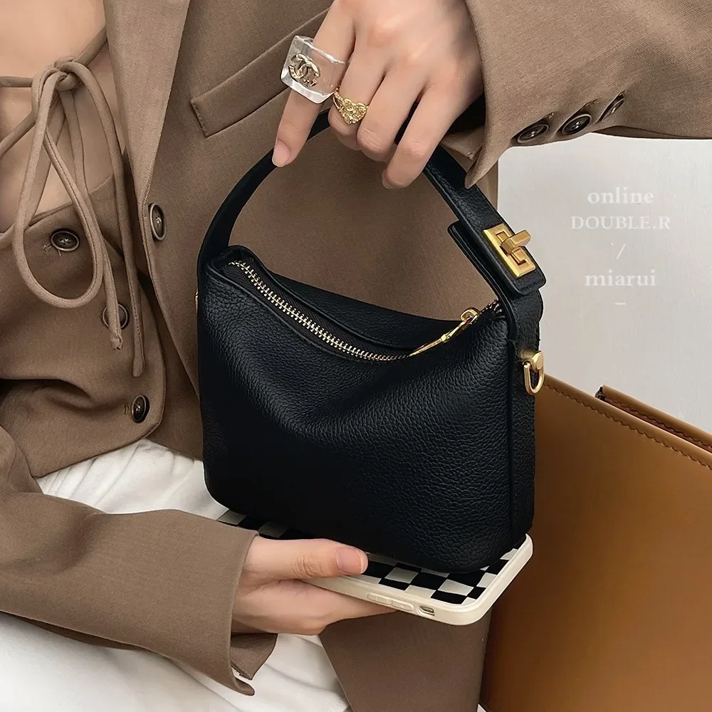 Niche design lunch box cloud bag, minimalist retro hand-held small bag, cross-body small bag, PU soft leather hot square bag