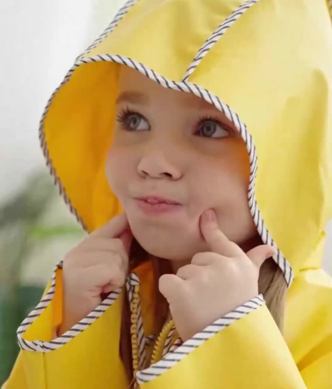 Yellow Raincoat PU Giacca Impermeabile A Vento Parka Cappuccio Ragazze Età 5-13 Raincoat Bambino - Foto 5