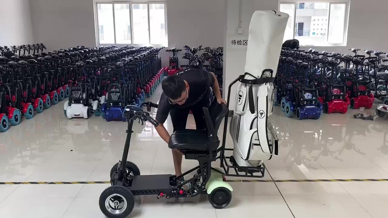 Foldable Lithium Standing Elderly Golf Bag Carrier 4 Wheel Golf Cart E
