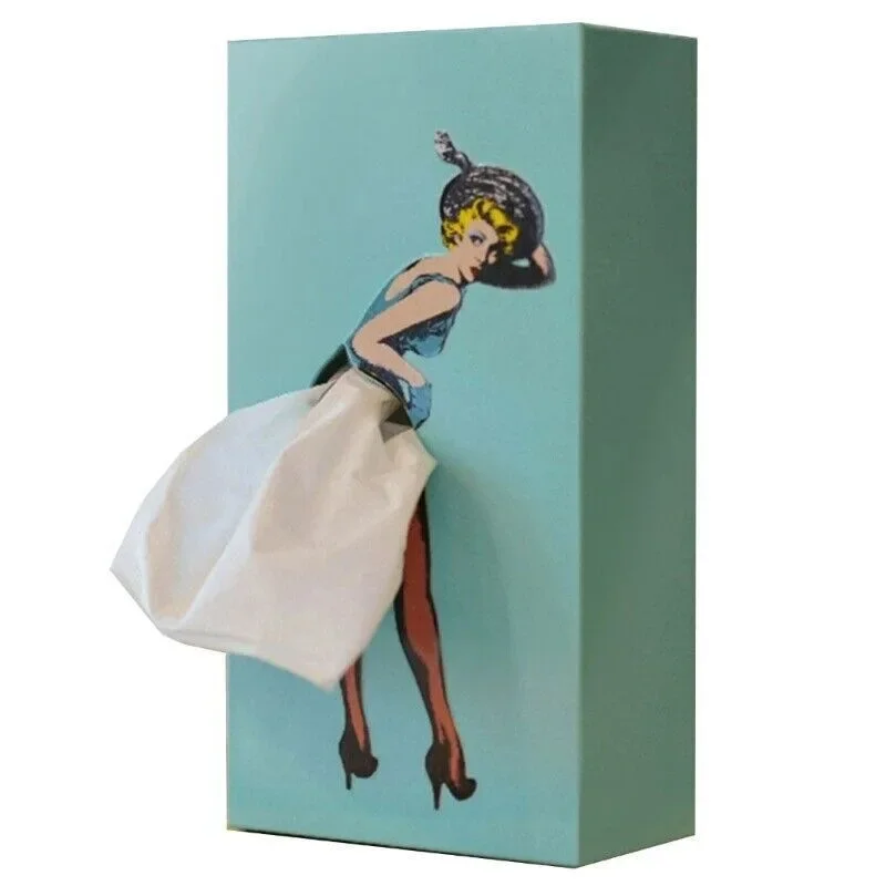 ✅Tutu Skirt Girl's Face Paper Box Cute Desktop Decorative Ornaments Flying Skirt Tissue Box Cartoon Cartoon Girl's Tissue