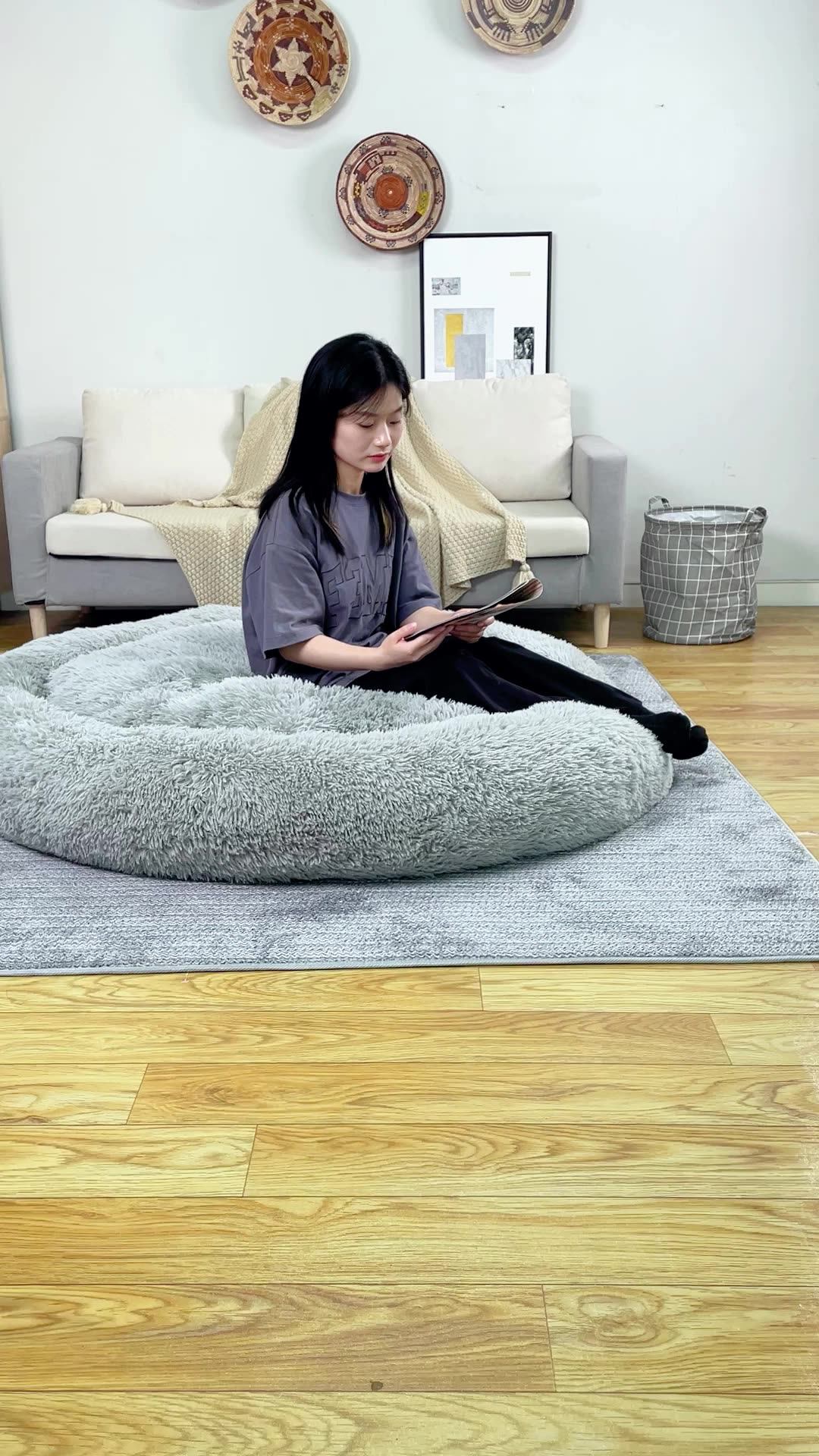 Designer High Quality Fluffy Giant Dog Bed For Humans Jumbo Plus Donut