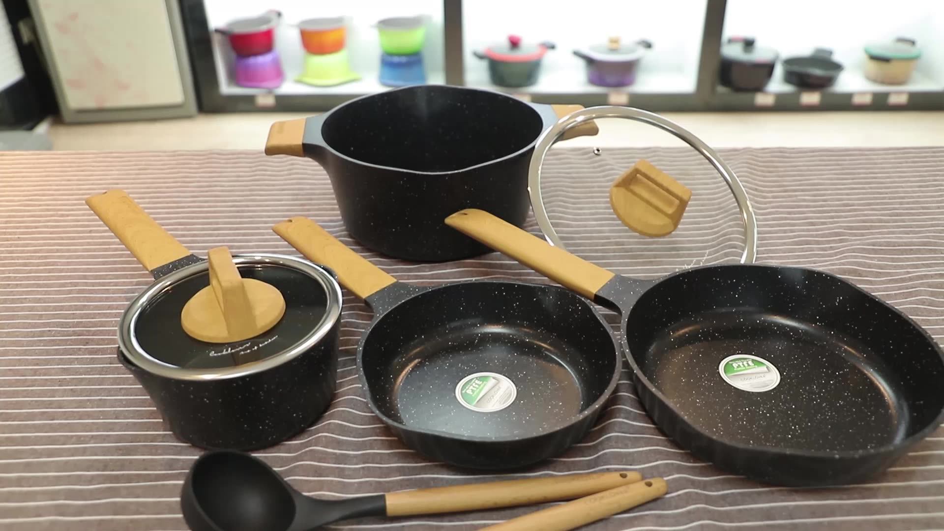 12pcs Die Cast Induction Bottom Marble Coated Cookware Set Aluminum Pot