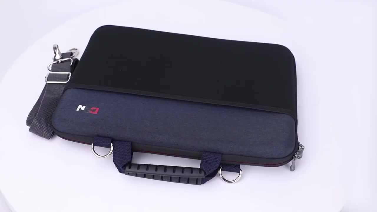 Custom Logo Leather Handle Rectangle Black Business Portable Neoprene