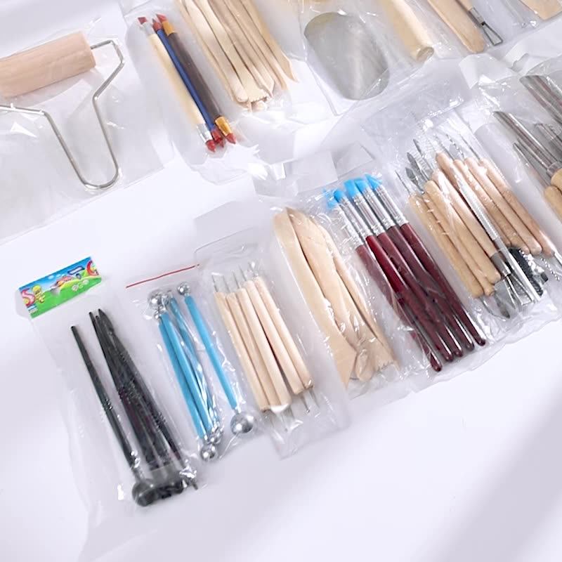 38pcs Ceramic Clay Carving Tools Set Wooden Handle Pottery