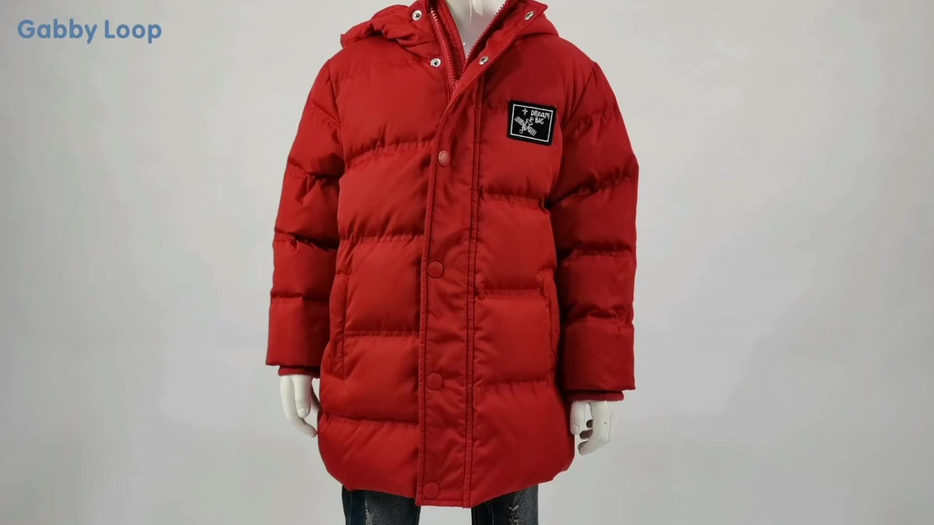 Gabby Loop Kids Red Color Winter Series Warm Hooded 90 Duck Down Coat