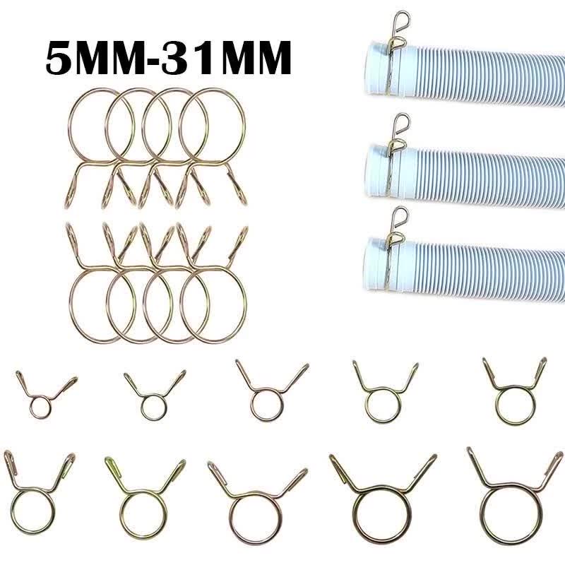 Schlauchschellen-Sortiment – 10 Stück Federklammern Aus Verzinktem Stahl, Größe 5-31 Mm (17 Mm Enthalten)