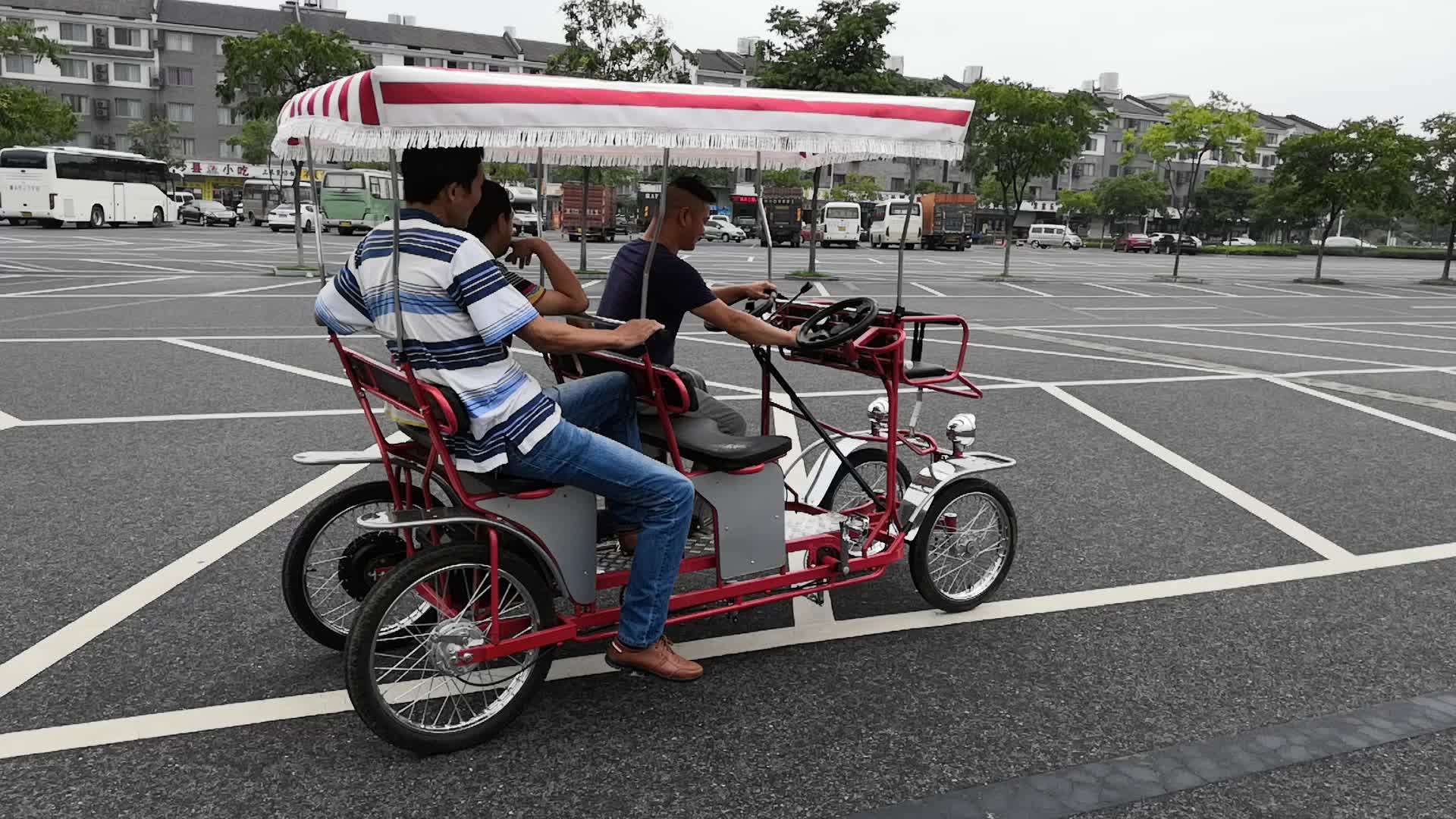Factory Hotselling Family Tandem Bicycle Tour Used Quadricycle 4 Wheel