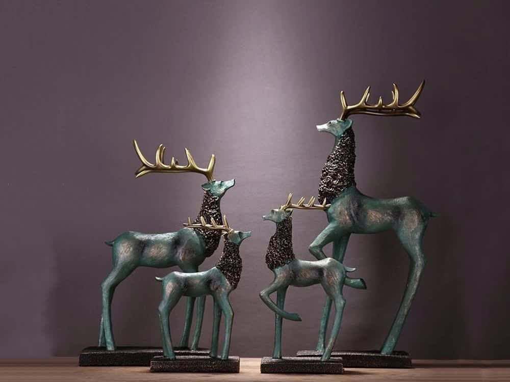 2 Pcs Resin Christmas Life Size Home Table Decorative Deer