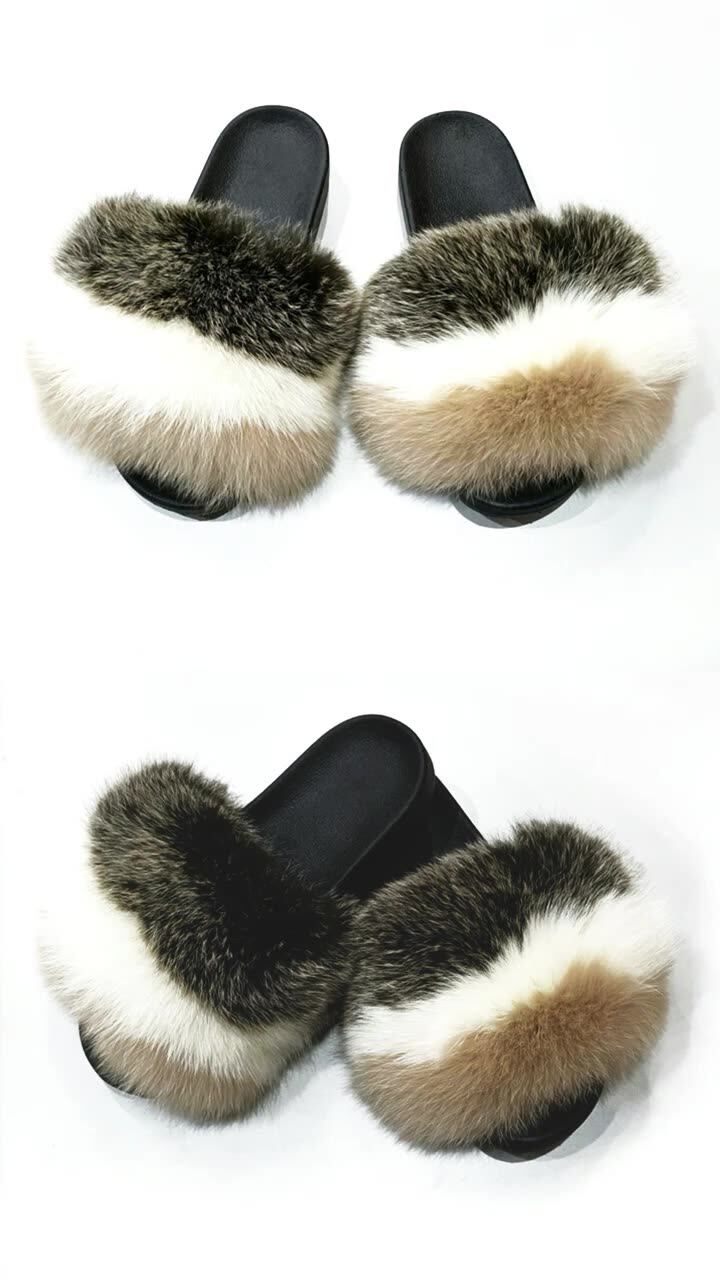 2021 Real Fur Slides Logo Black And 