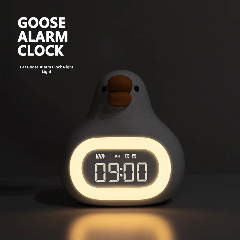 Goose |   Alarm Clock Fat Goose Snooze Alarm Clock Healing Atmosphere Night Light Stepless Dimming Design