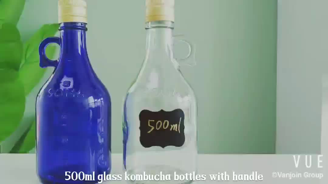 250ml 500ml 8oz 16oz Glass Cobalt Blue Beer Bottle With Small Handle