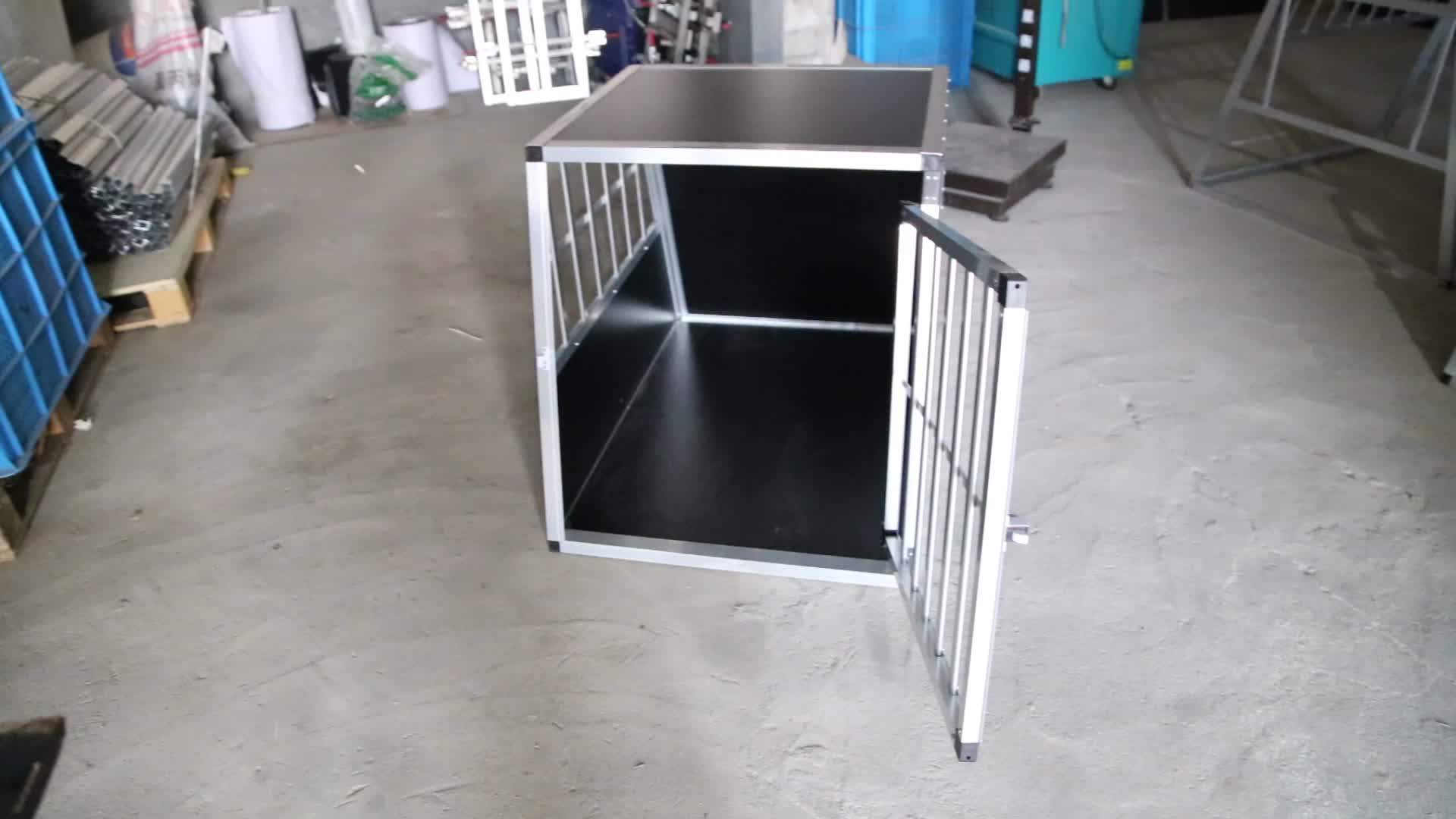 Lockable Pet House Dog Puppy Cage Carrier Kennel Aluminum Car Transport