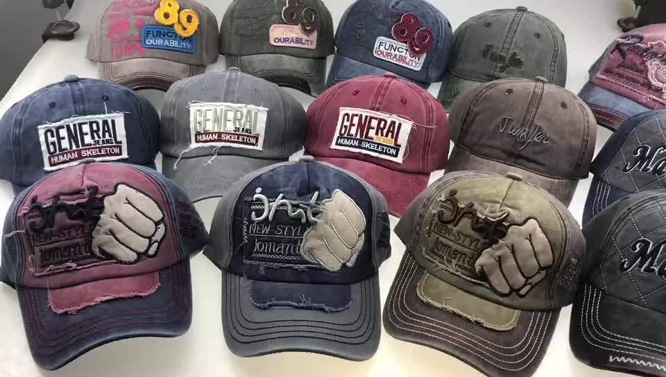 Wholesale Heavy Stitching 5 Panel Wornout Baseball Hat Custom Short