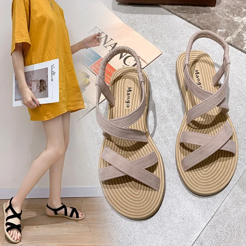 Fairy Style Sandals Women's Summer Popular New Fashion Strap Roman Shoes Flat Women's Shoes Korean Style Casual Shoes Trendy