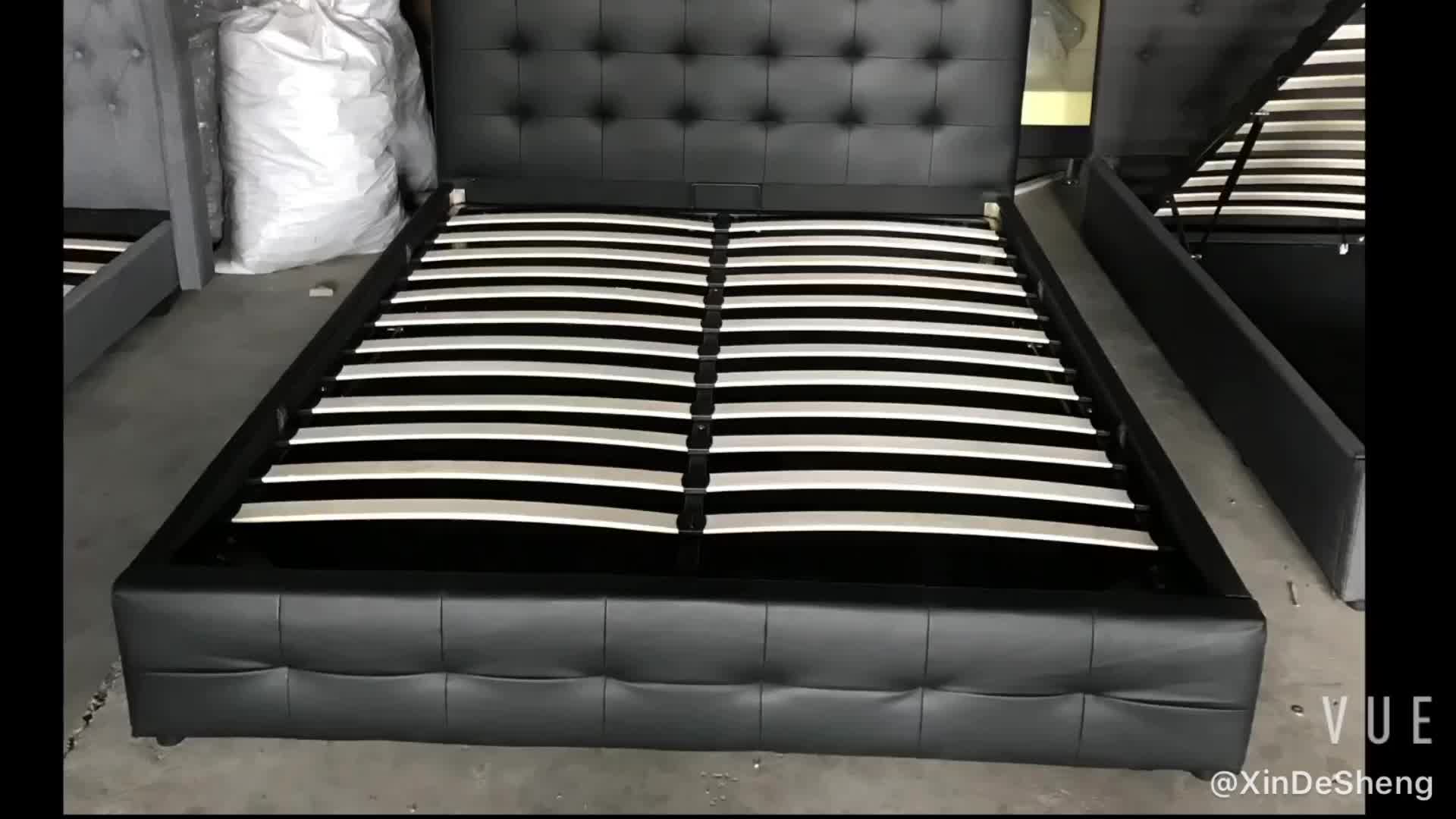 Cheap Simple Design Gas Lift Black Pu Leather Bed With Storage Buy