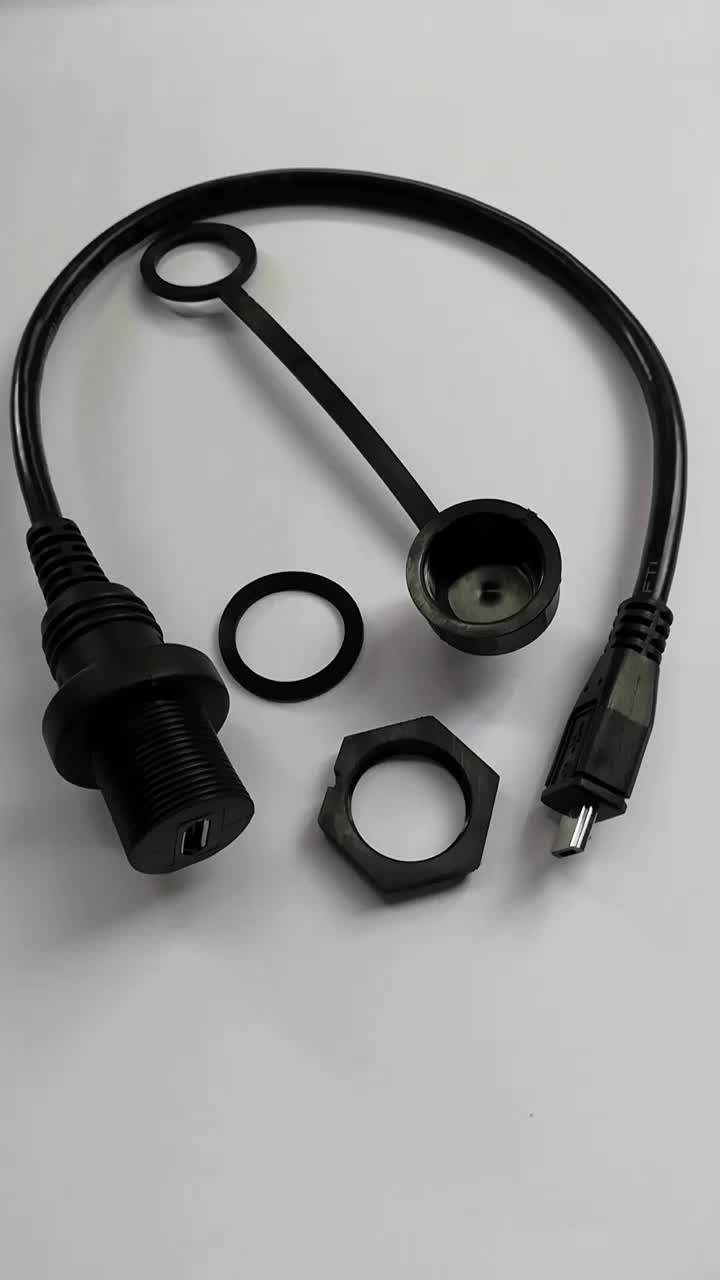 Waterproof Ip67 Micro Usb 5pin Male To Microb Female Panel Mount