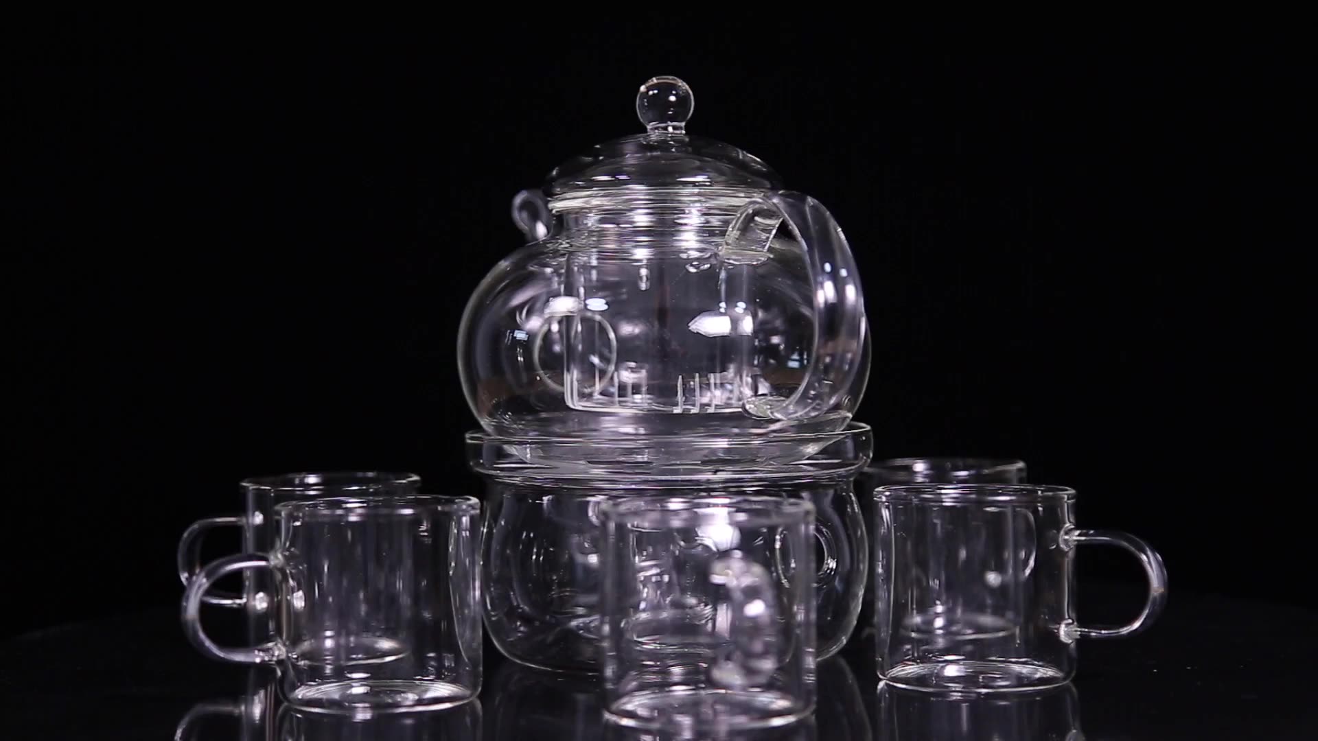 Borosilicate Transparent Clear Glass Teapot And Cup Set Buy Teapot
