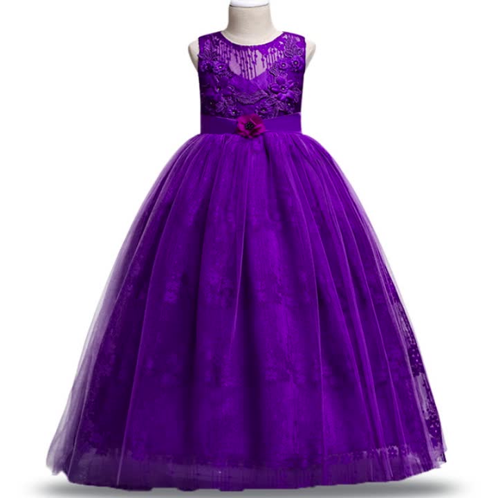 Latest Kids Lace Dress For Weddings Pink Girl Evening Gown For 10 Years ...