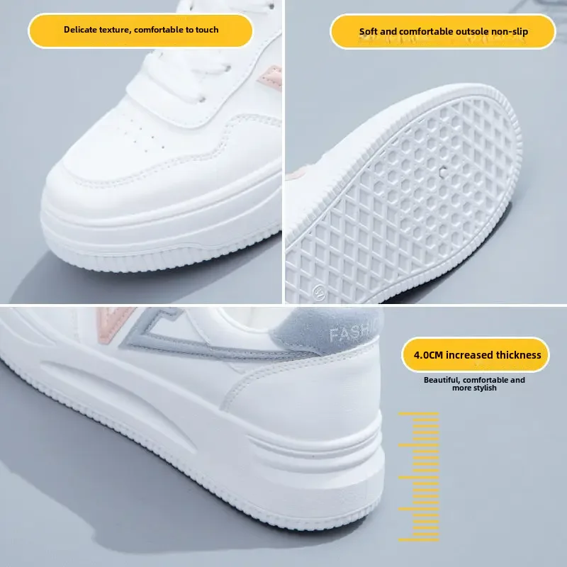 Women's White Shoes 2024 Summer New Style Fashion Sneakers for Students, Versatile Women's Platform Shoes Korean Style Casual Sports Shoes