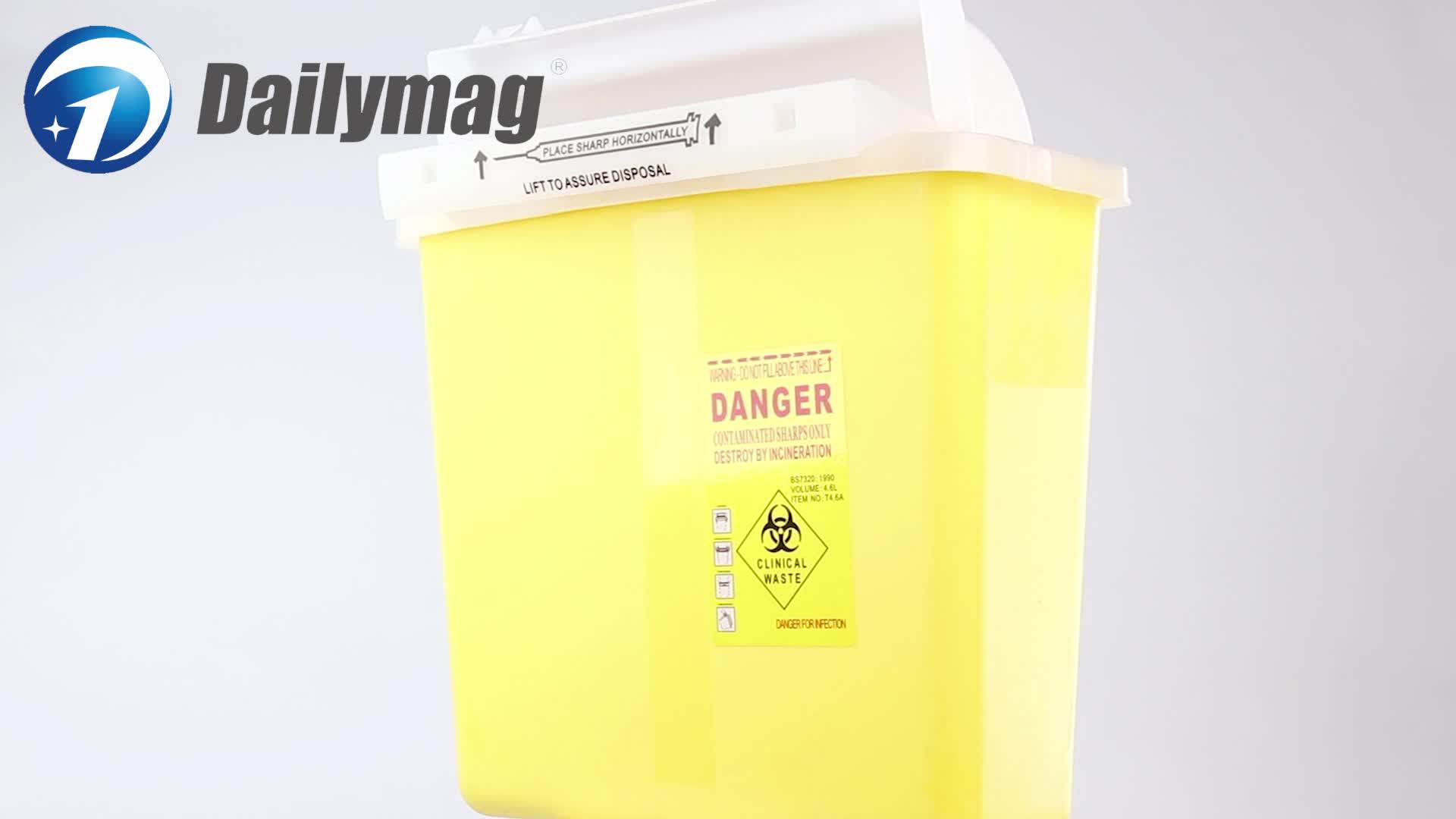 5qt Wall Mounted Medical Sharps Container Biohazard Waste Container Box