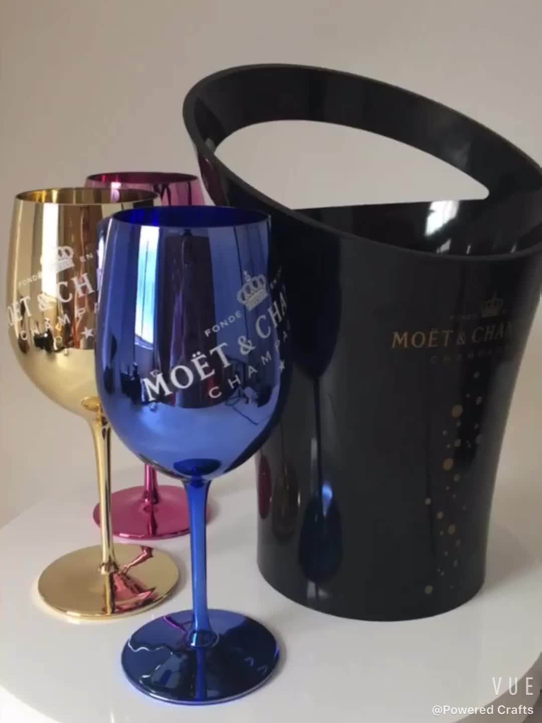 Moet & Chandon High Quality Acrylic Golden Glass Goblet With Ice Bucket