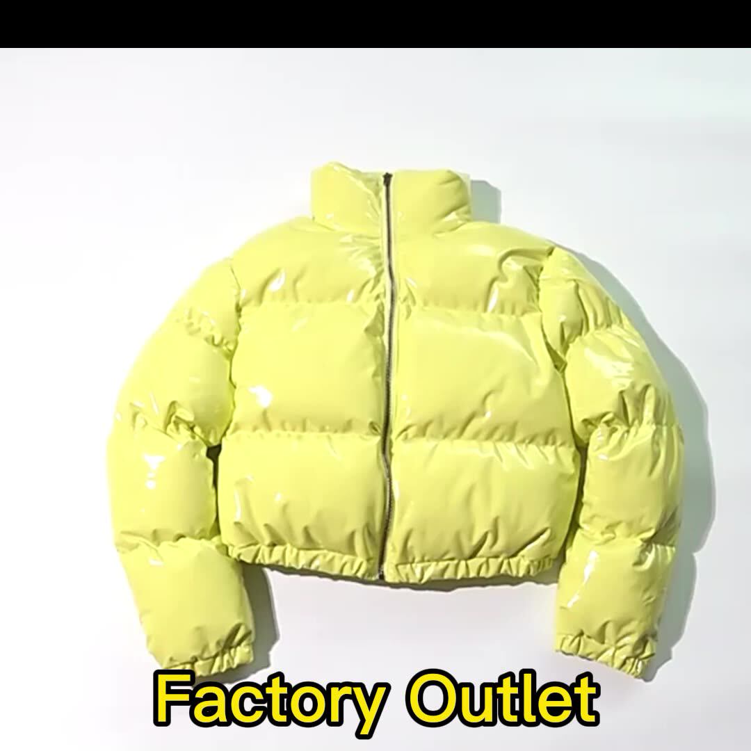 shiny puffer jacket cropped