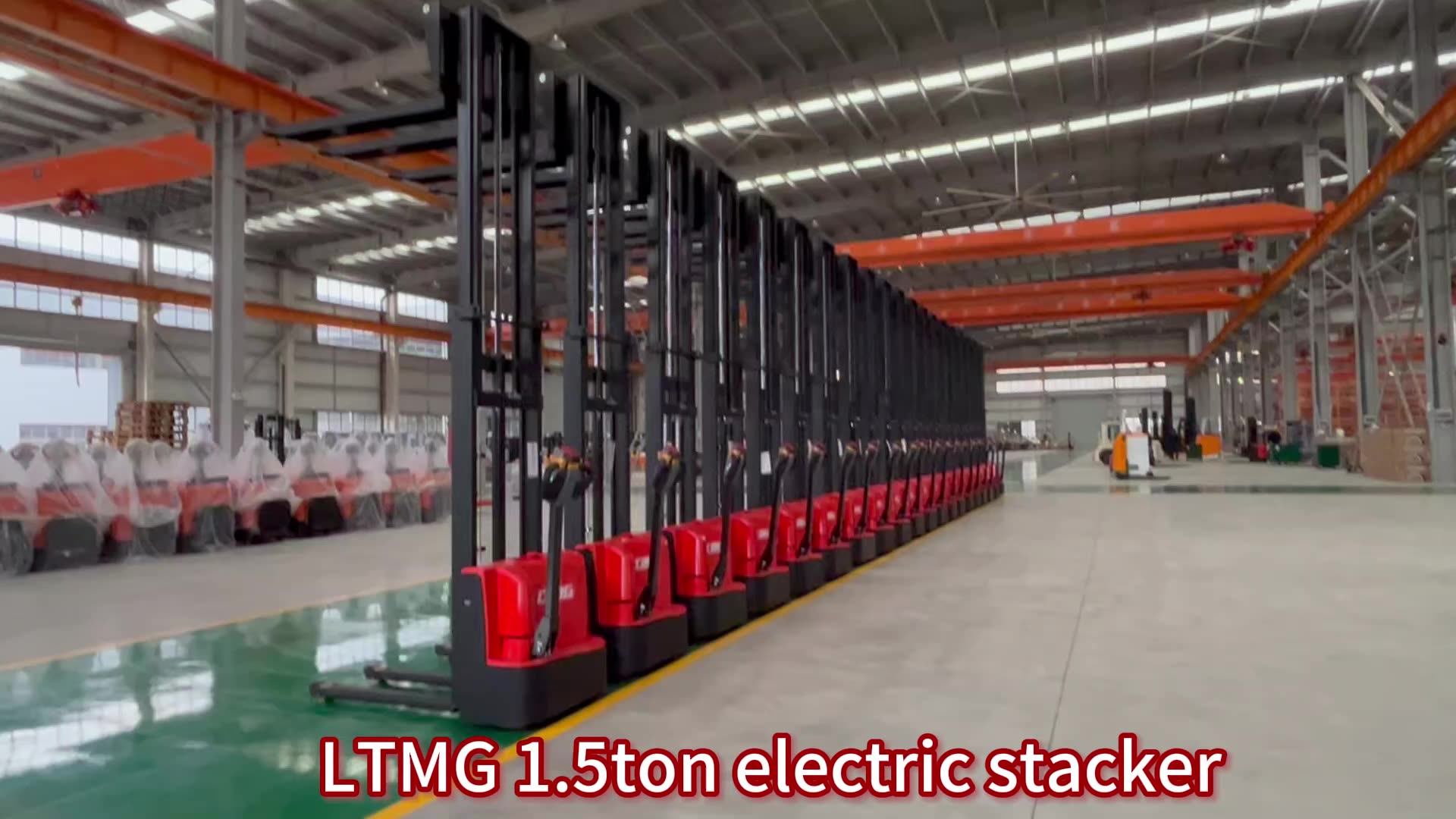 Warehouse Electric Pallet Stacker Walking Type 2ton 1.5ton Hydraulic ...