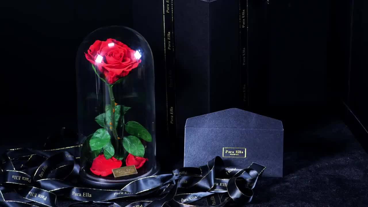 Best Selling Eternal Black Rose Flower Party Valentine Gift Glass Box Preserved Rose Buy