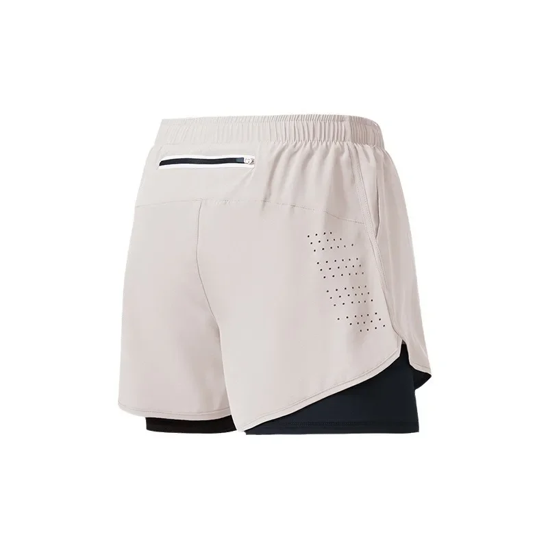 2023 Explosions Double-layer Sports Shorts Quick-drying Breathable Anti-walking Running Training Three-point Fitness Fake Two-piece Shorts