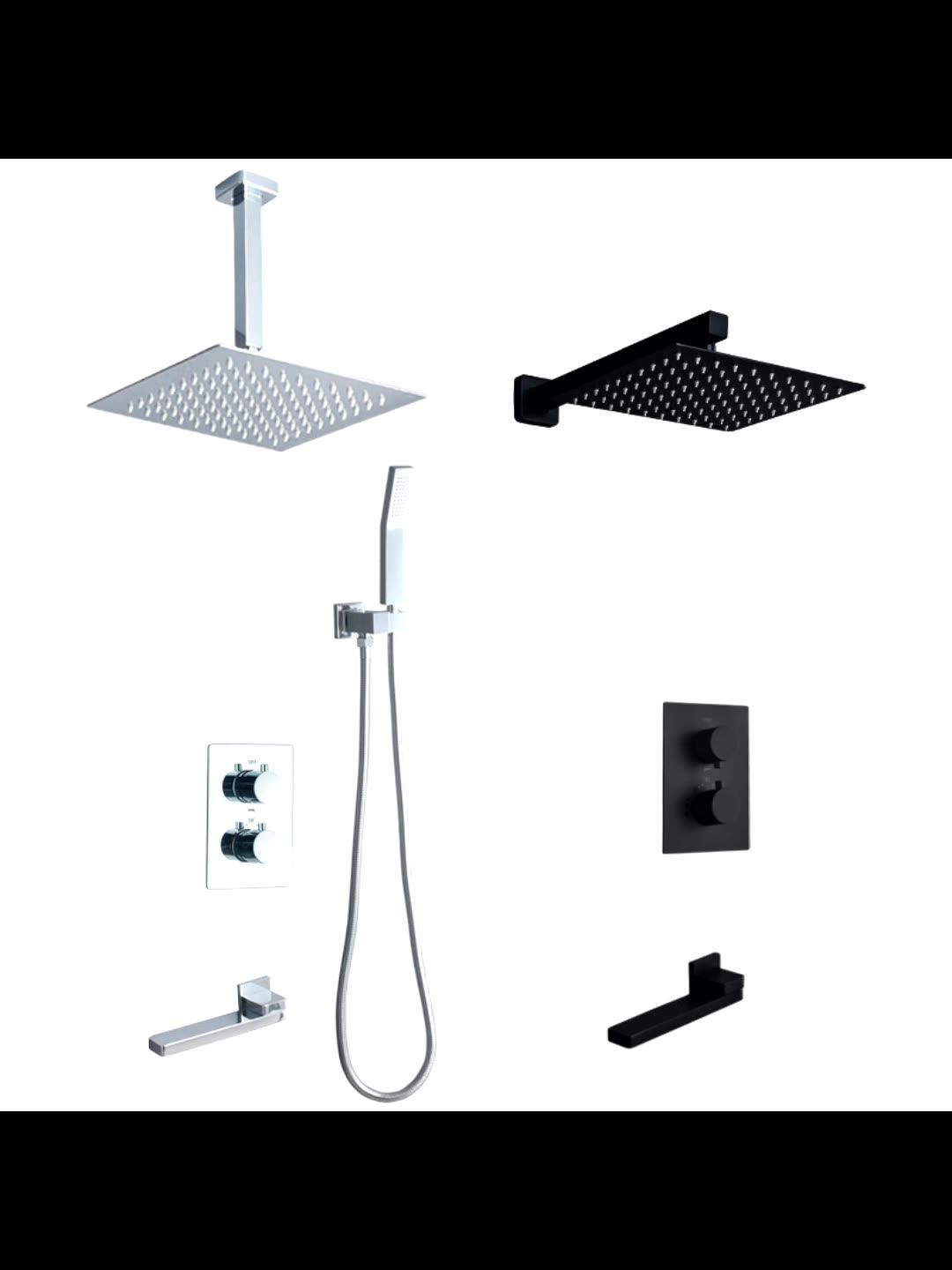 Wall Mounted Brass Bathroom Hidden Shower Faucet Mixer Set With Hand