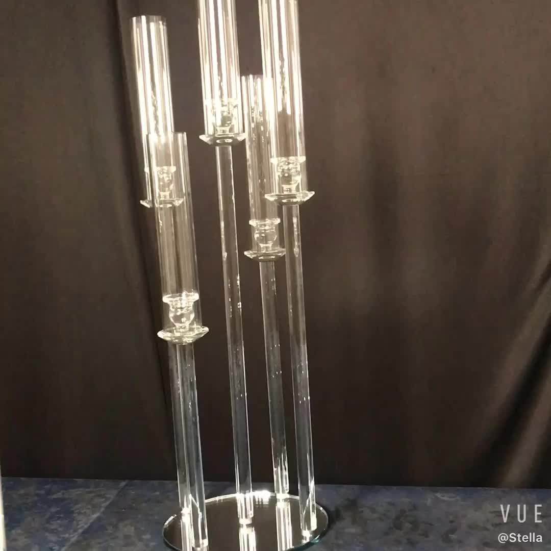 Romantic Decorative Floor Crystal Candelabras With Beads For Wedding